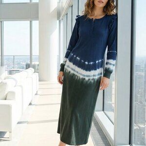 NWT REVOLVE / Z Supply Blue Iris Tie Dye Ruffle Maxi Dress  S